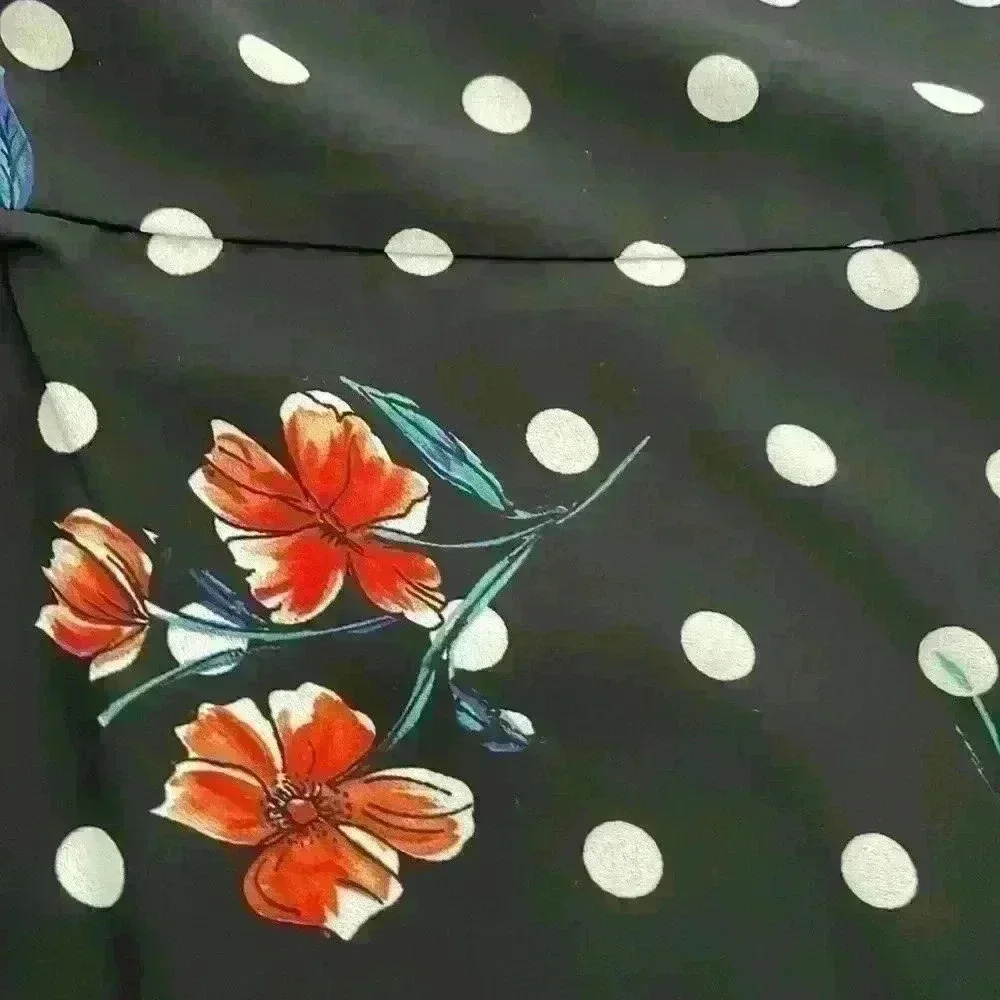 Aqua women’s long sleeve mandarin collar polka dot floral peplum mini dress S - Picture 6 of 10